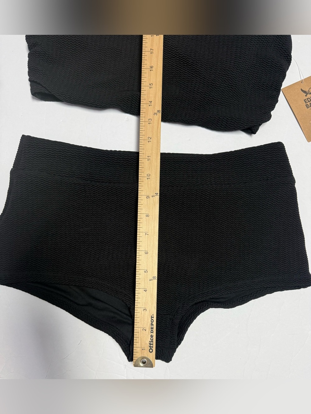NWT Eddie Bauer Women’s Black textured High-Neck Swim Set - Top & Boyshorts M - Picture 6 of 16